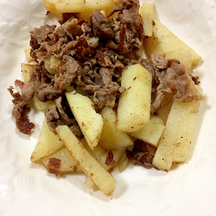 レンチンで時短 じゃがいもと牛肉の炒め物 レシピ 作り方 By 健康オタク 楽天レシピ